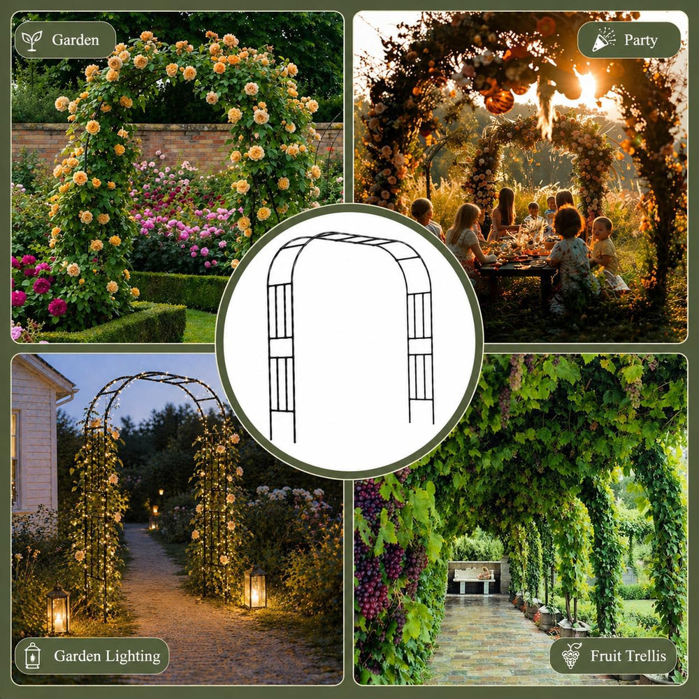Garden Arch Trellis, 59.1"x94.5" Metal Arbors for Climbing Plants O...