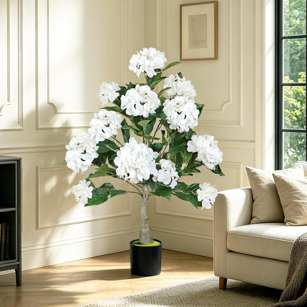 2 Pcs Faux Hydrangea Tree, 3Ft Hydrangea Artificial Flowers Potted