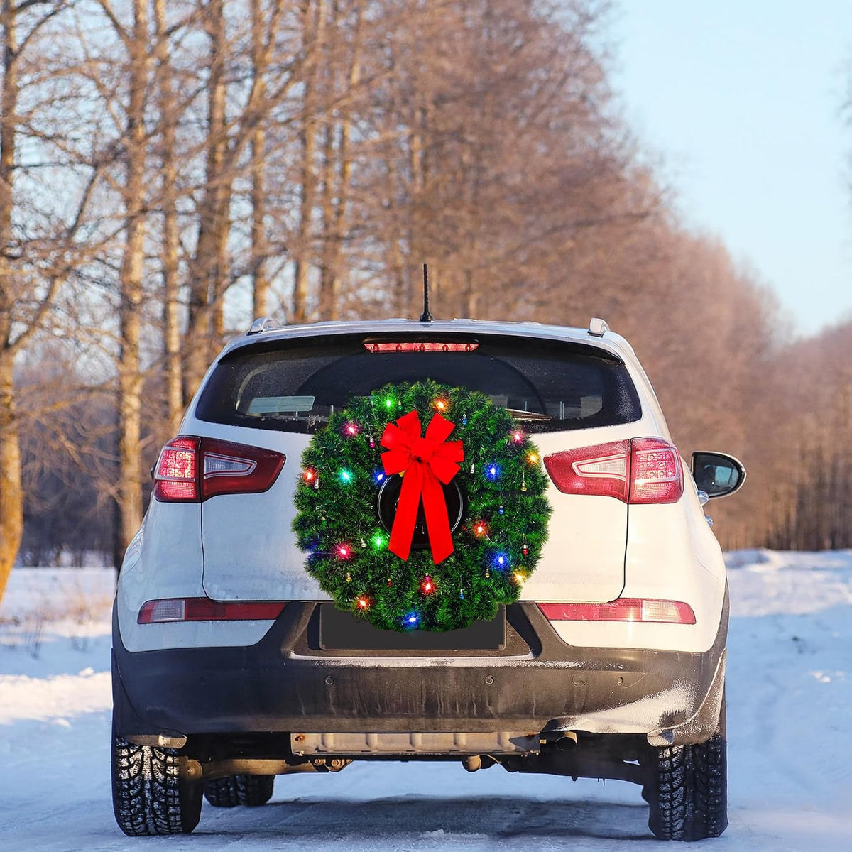 wavwavw christmas car spare tire wreath led garland showing dimensions