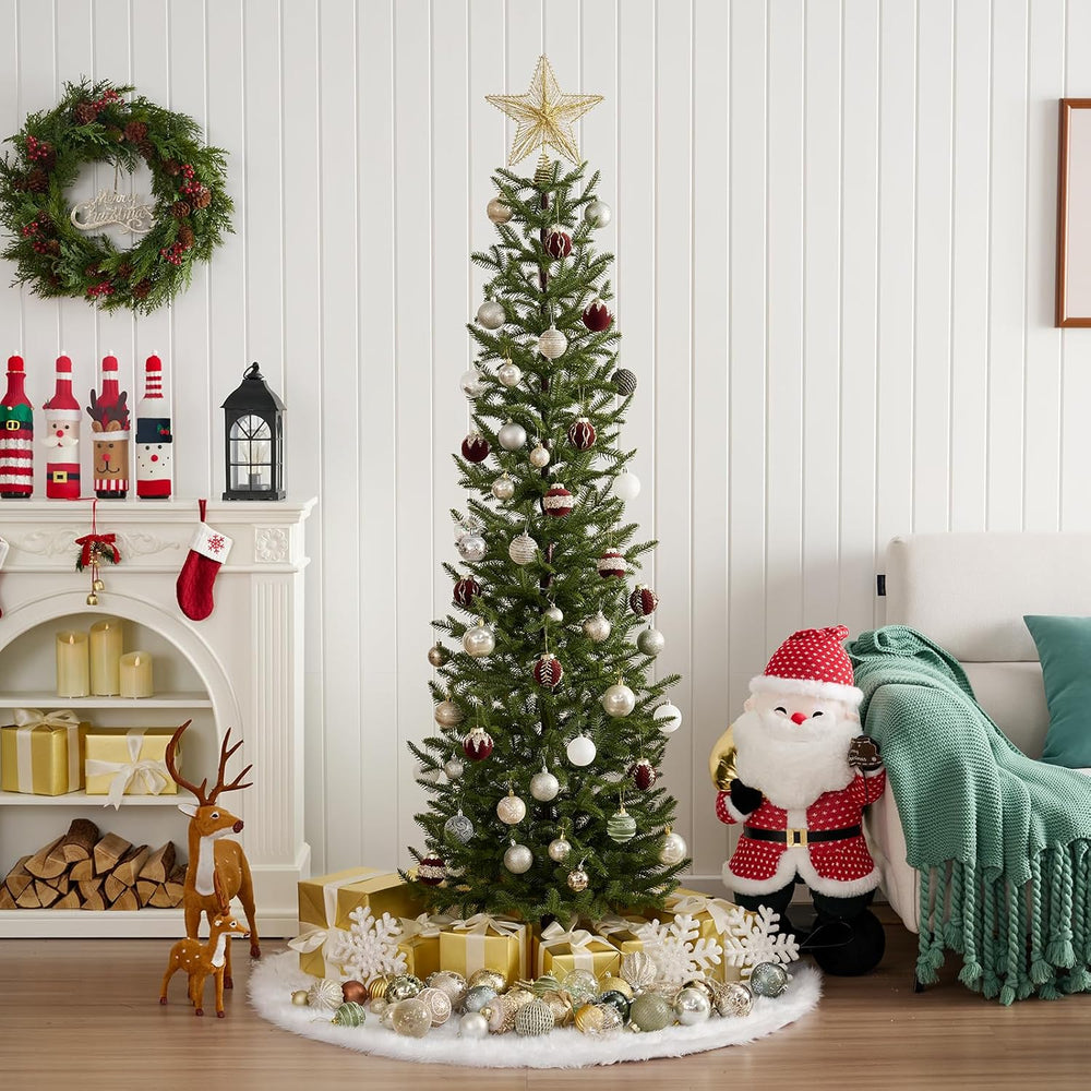 VeriNatural Pencil Slim Christmas Tree 6ft Artificial Xmas Tree, No Lights