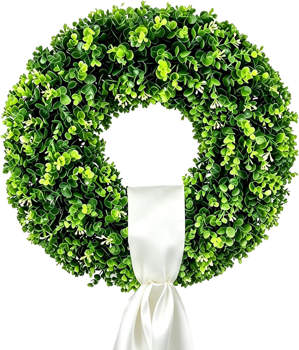Cleangor Artificial Boxwood Wreaths for Front Door