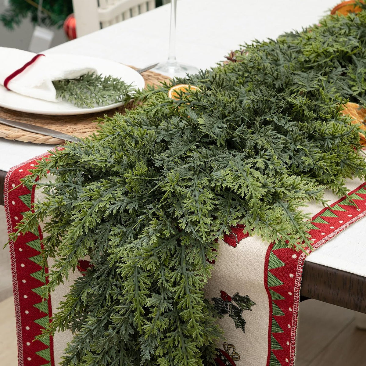 Tasruwat Deluxe 9 FT Artificial Christmas Cedar Garland 240 Larger Tips