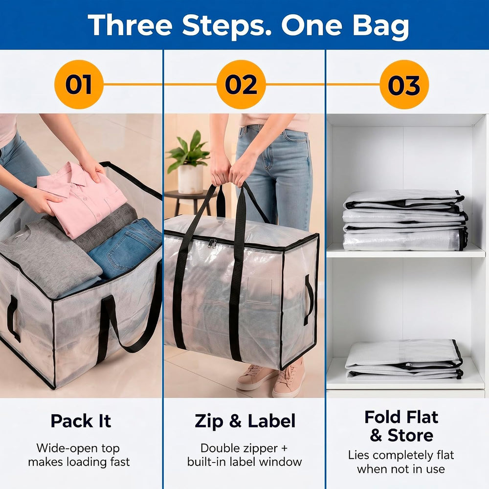 ClearSpace Heavy Duty Moving Bags - Water Resistant Storage Bags with Backpac...