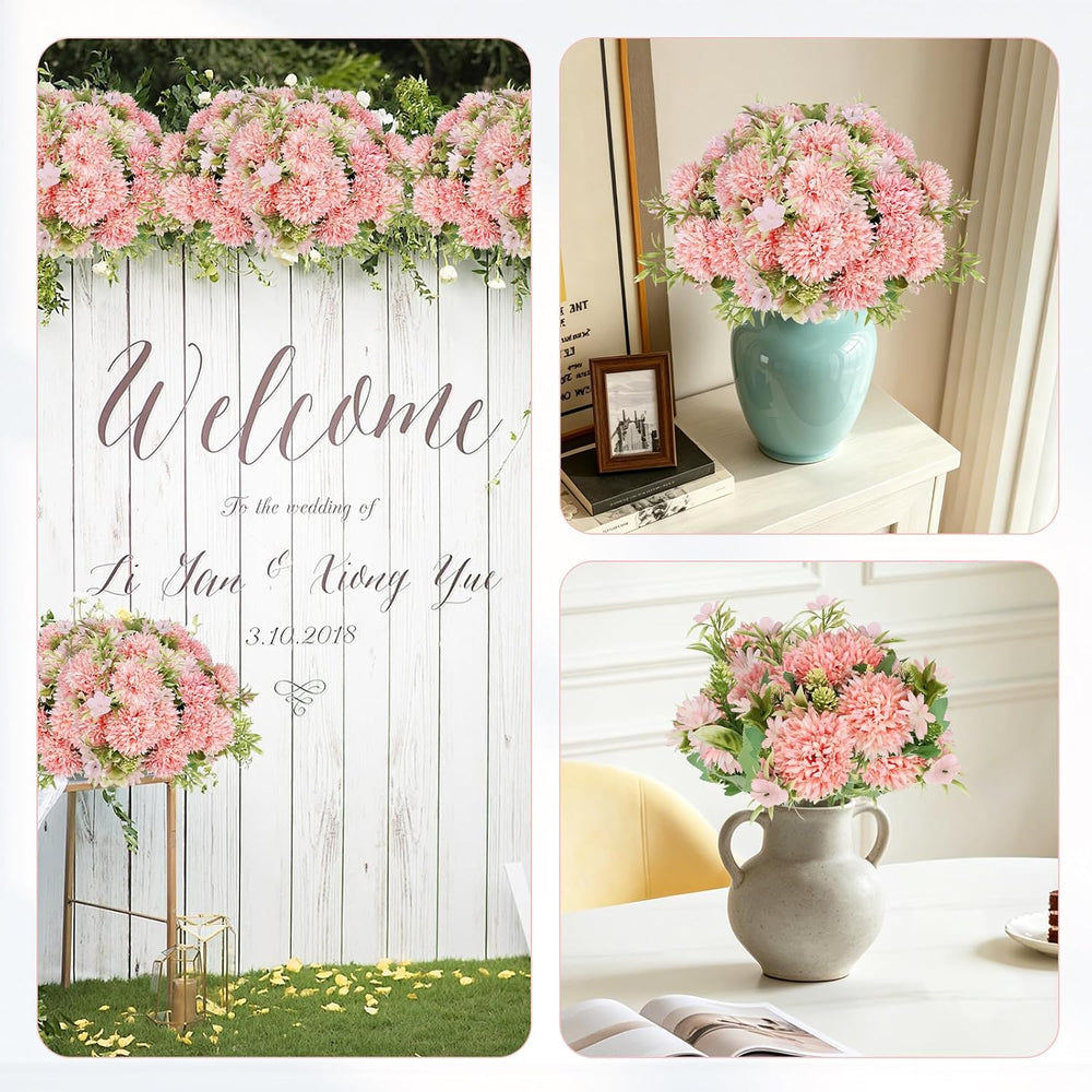 Light Pink Artificial Flowers 12 Bundles Silk Floral with Stems