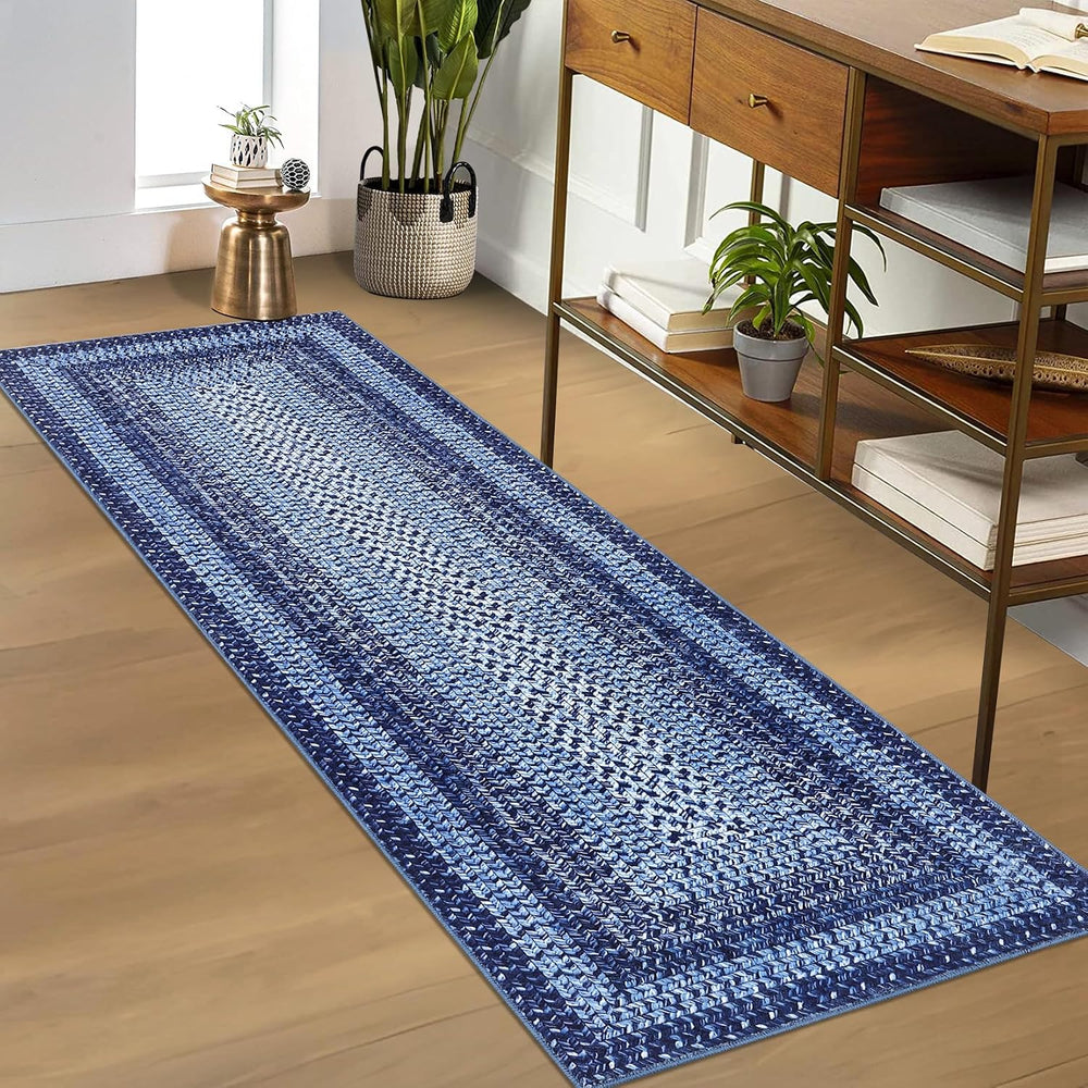 RUGSREAL 2x6 Runner Rug Braided Print Hallway Area Rugs Machine Washable