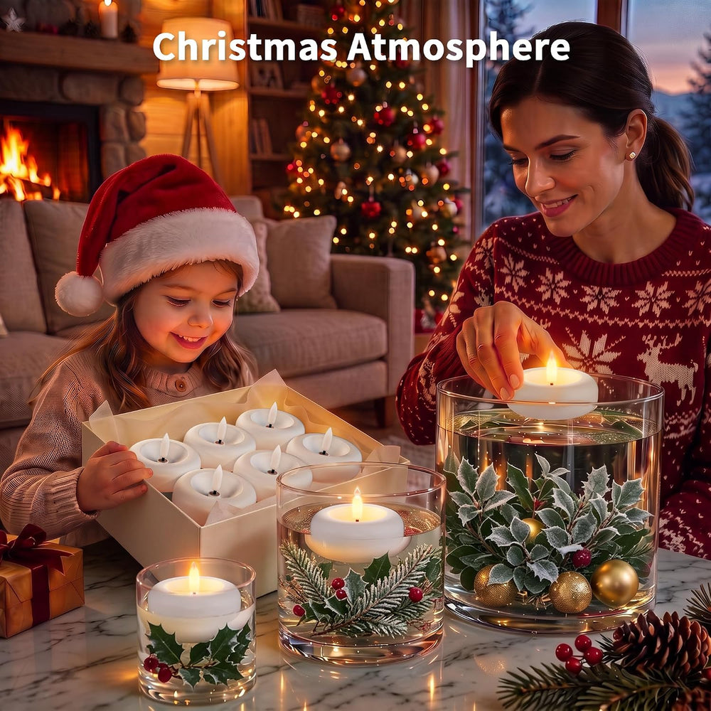 6 Pack Rechargeable Flameless Floating Candles, Flickering LED Tea Lights