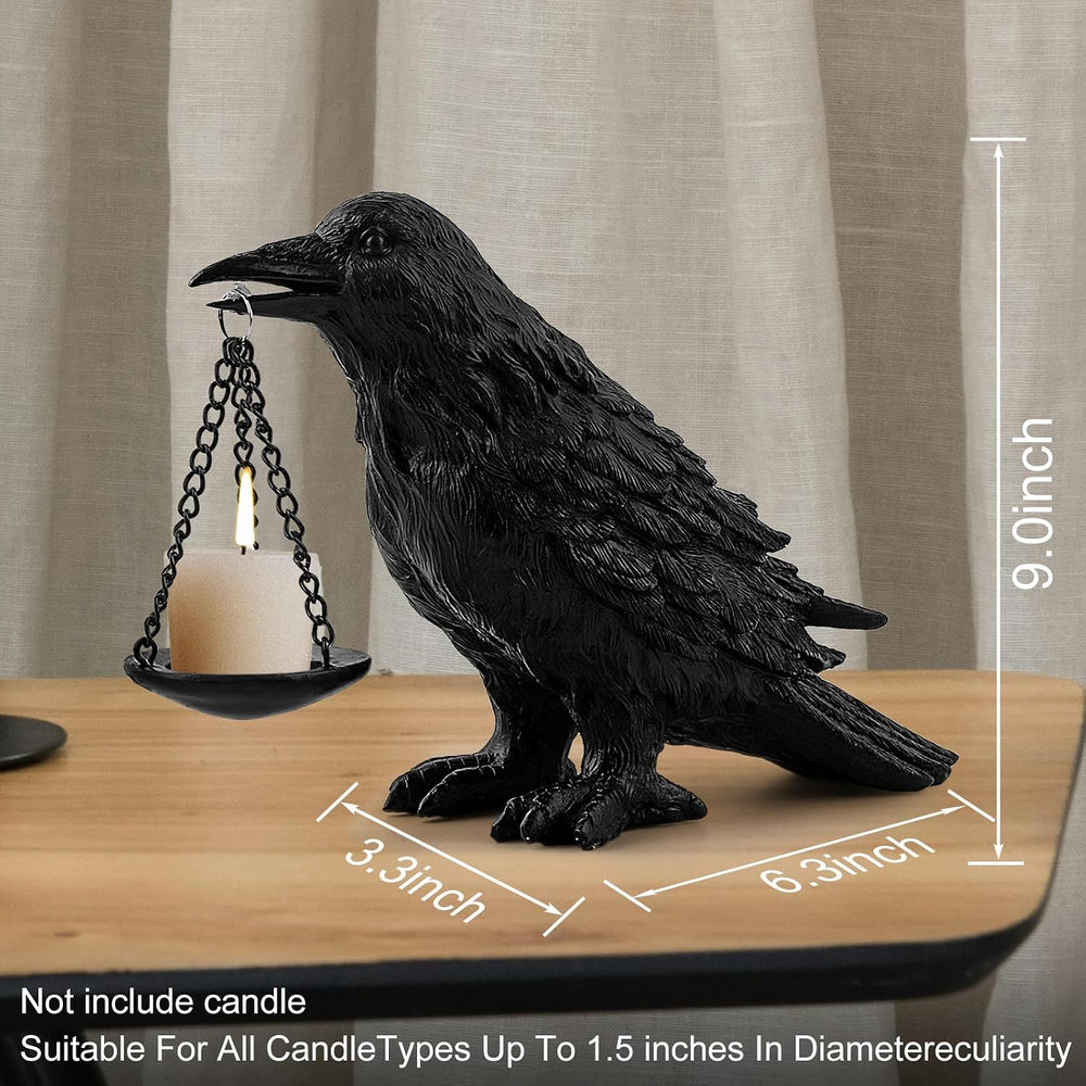 Gothic Crow Lamp with Tealight Candle Holder Resin Raven Decor Statue Gothic ...