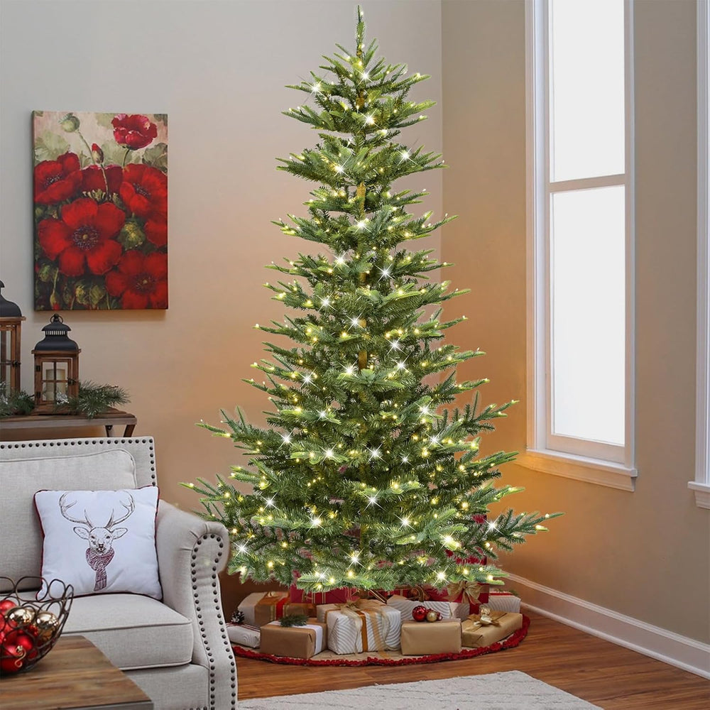 Liguanow 7ft Pre-lit Christmas Tree with LED Lights, Aspen Fir, Layered &...