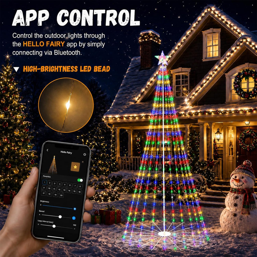 10ft smart outdoor halloween tree lights pop up, close-up detail