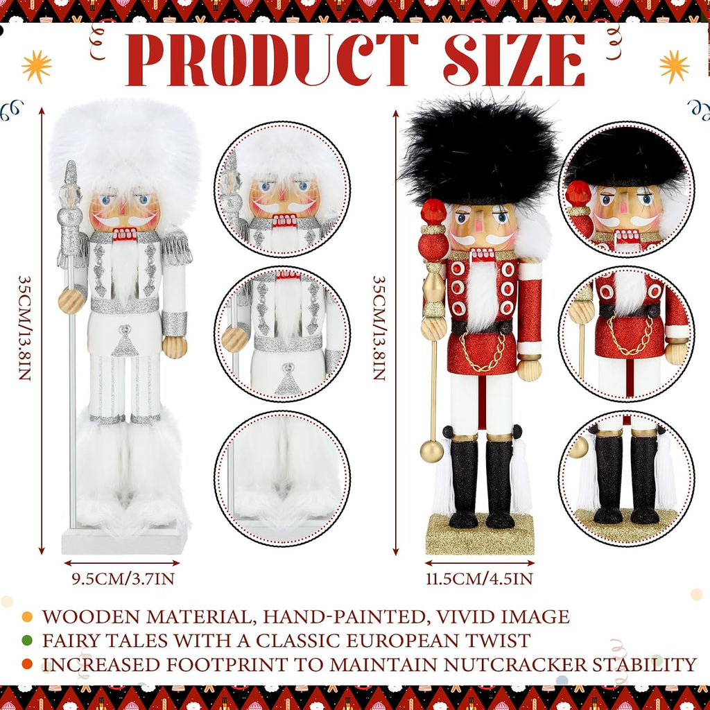 soaoo 2 pcs christmas nutcracker ornament 14'' wooden shown in use