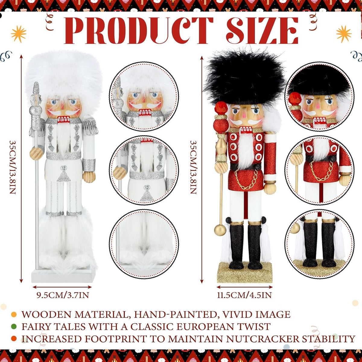 soaoo 2 pcs christmas nutcracker ornament 14'' wooden shown in use