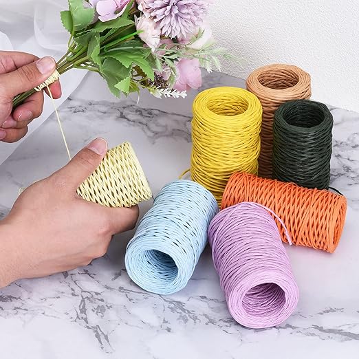 PATIKIL 164 Feet Floral Bind Wire Wrap Twine, 1mm Florist Wire Iron Wire Paper Covered Vine Wrapping Binding Wire for Flower Bouquets, Green