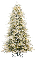Best Choice Products Full Flocked Aspen Christmas Tree, 12ft Pre-lit Realistic Noble Fir w/ 1,800 Glowing LED Lights, 2-in-1 White & Multicolor