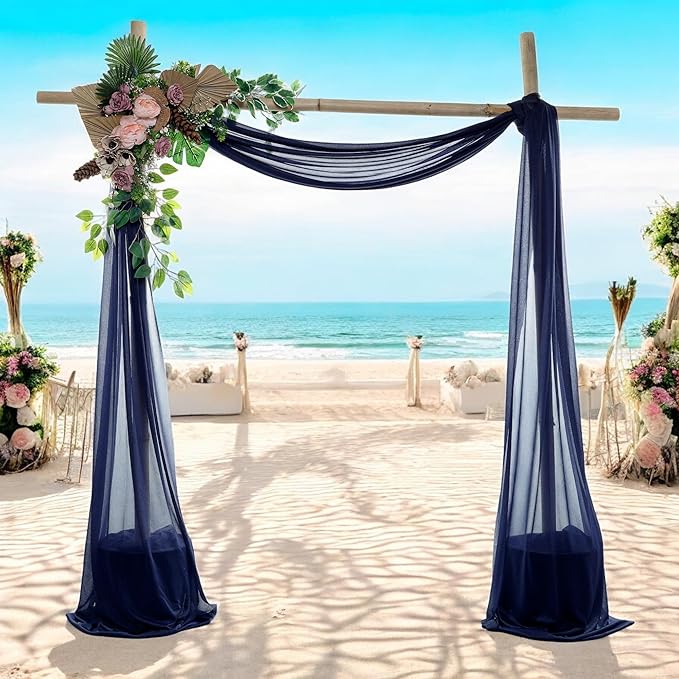MDS Halloween Chiffon Draping Fabric - 2 Panel, 30" Wide x 50ft Long - Sheer Spooky Arbor & Canopy Drapery for Haunted House Backdrops, Party Ceilings, DIY Costumes & Themed Events - Navy Blue (Pack of 2)