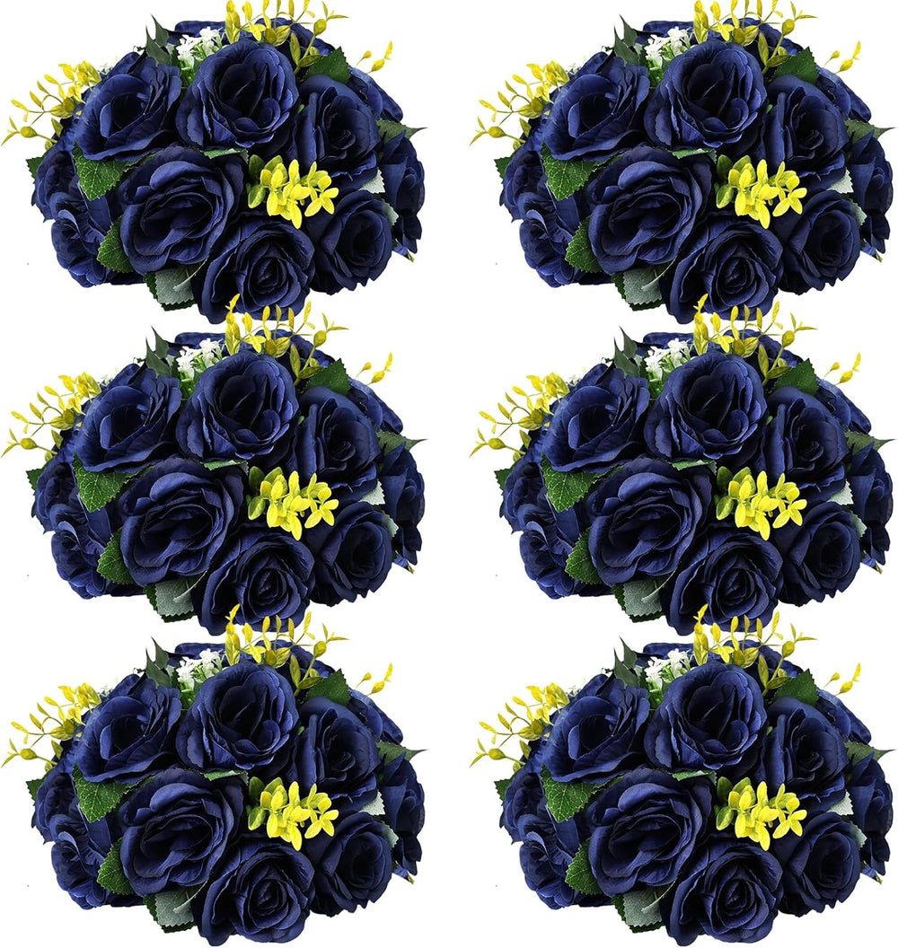 6 PCS Navy Blue Roses Flower Balls for Centerpieces