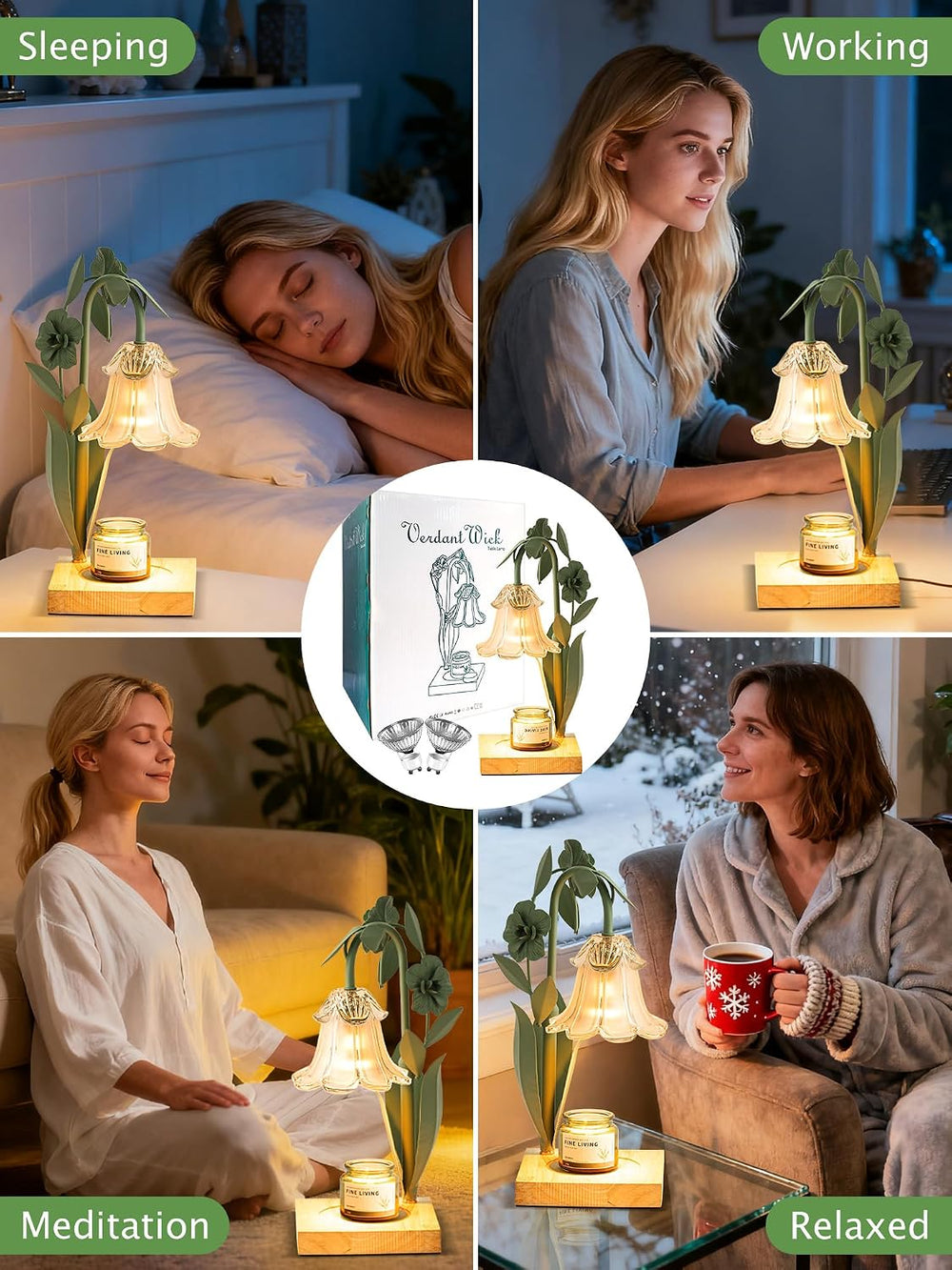 Candle Warmer Lamp with Timer Dimmer, Adjustable Height Flower Candle Lamp Wa...