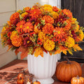 BLOSMON Faux Mums for Outdoor Planters: Realistic Fall Flowers Artificial