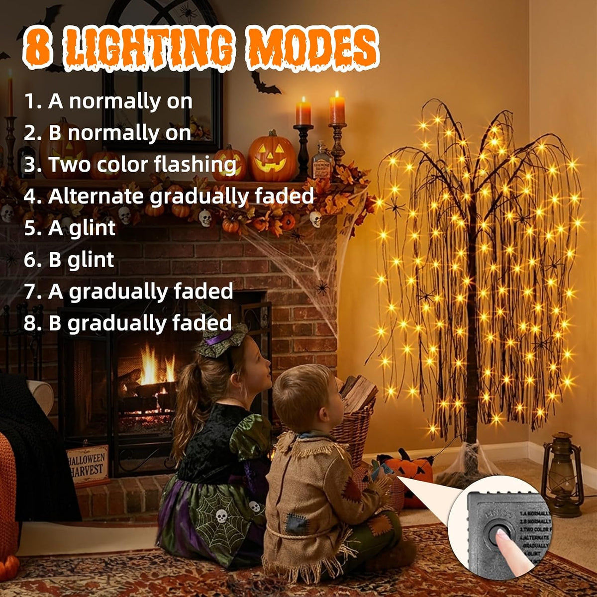 EAMBRITE Halloween Tree 4 FT Lighted Black Spooky Willow Tree Outdoor
