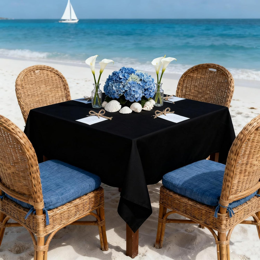 8 Pack Black 60 x 60 Inch Square Tablecloth