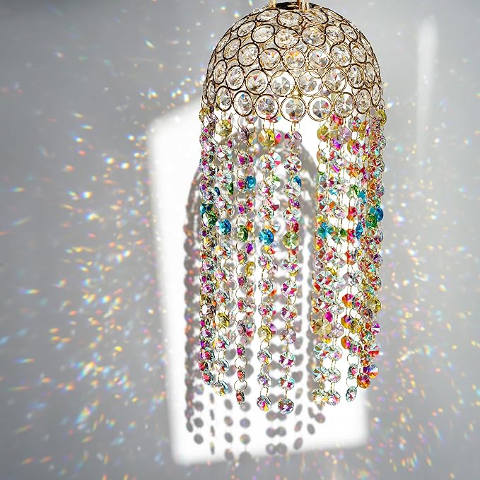 Crystal Suncatchers Window Hanging Wind Chime Garden Porch Home Wedding Party Suncatcher Rainbow Maker Crystal Glass Beads Prisms Sun Catcher