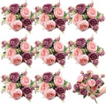 8 Bundles Artificial Peonies Flowers Boho Faux Flowers Arrangements Artificial Centerpiece Spring Bouquet Floral Wedding Decoration for Vase(Pink, Dark Pink)