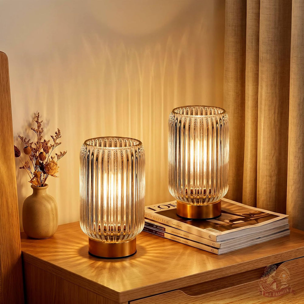 MJ PREMIER Battery Operated Lamp, Small Cordless Lamp with Timer, Clear*2