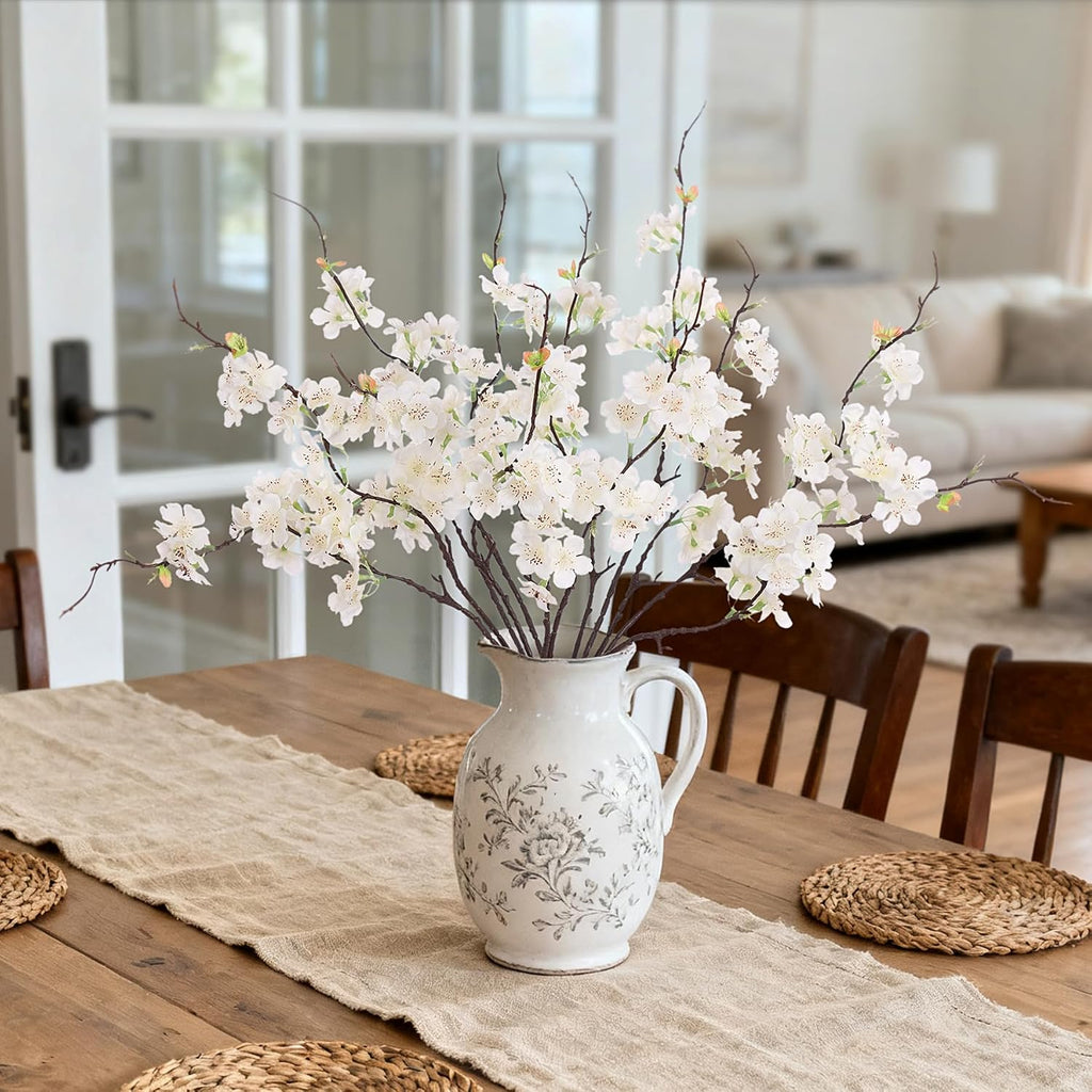 INXUGAO Artificial Cherry Blossom Branches Decor 12 PCS Fake Flowers Indoor