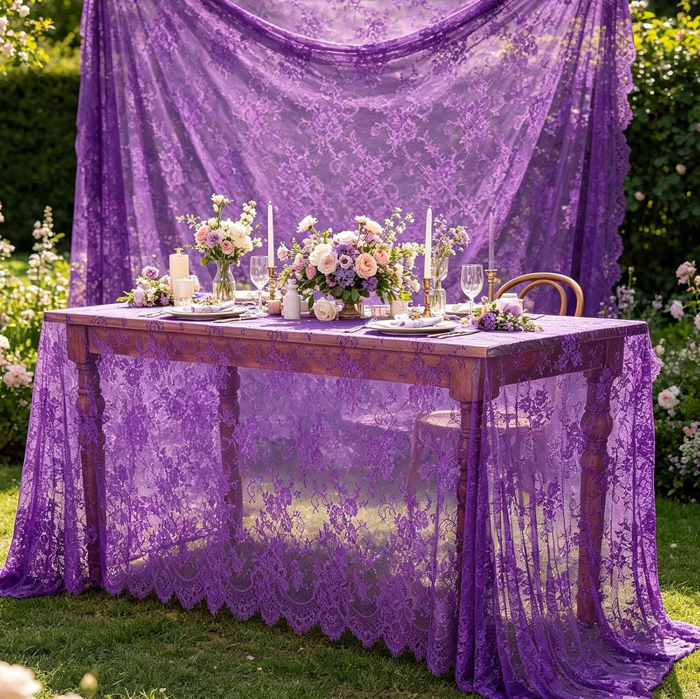 B-COOL Lace Tablecloths 2 Pieces 60 x 120 Inch Wedding Rectangle Table
