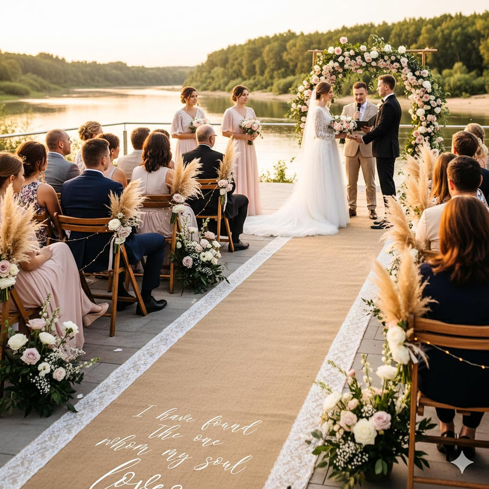 15 Ft x 36 in Aisle Runner for Wedding Ceremony,Natural Burlap Wedding Aisle ...