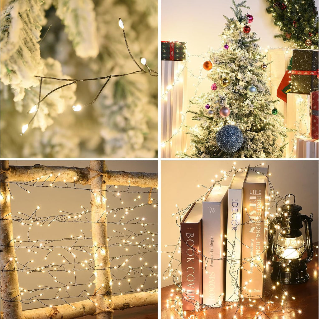 dailyart 3000led 195ft long string fairy lights plug on a desk or shelf