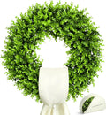 24" Boxwood Wreaths for Front Door – Large Boxwood Wreath with Sash