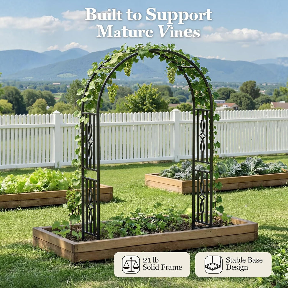 Metal Garden Arch, Heavy Duty Garden Trellis for Climbing Plants, with Enlarg...