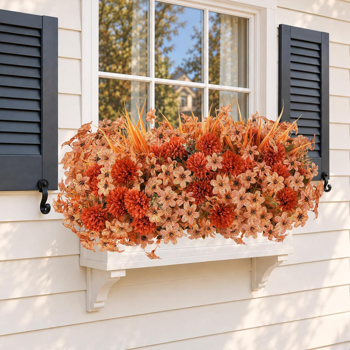 15 Bundles Artificial Mums for Outdoors, Faux Mums for Outdoor Planters