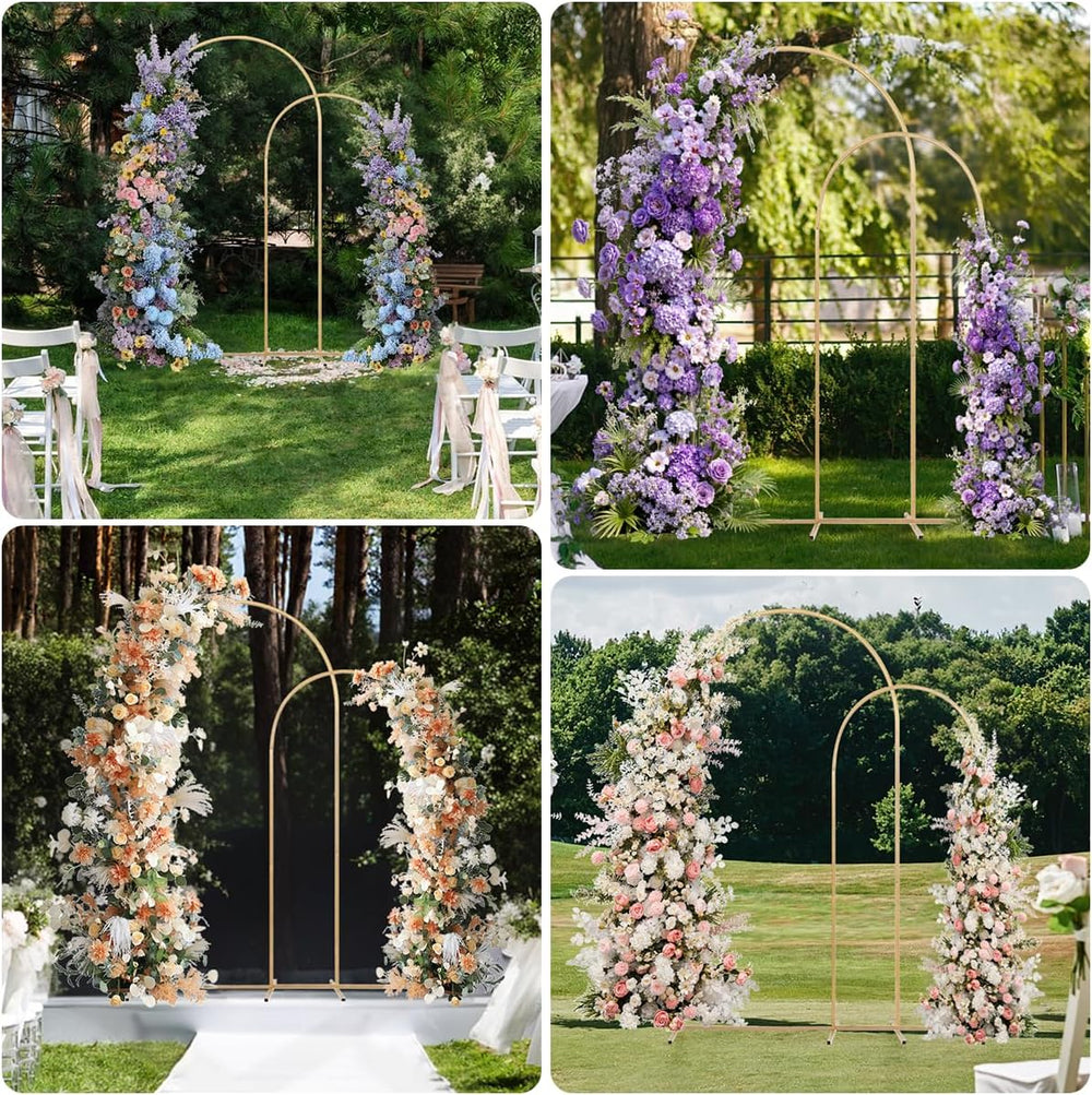 Metal Arch Backdrop Stand Set of 2 With White Cover (7.2FT+6FT)
