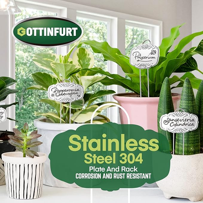 Updated Metal Plant Labels for Garden, 25 Pack Stainless Steel DIY Plant Markers Waterproof for Flowers, Vegetables, Seedlings