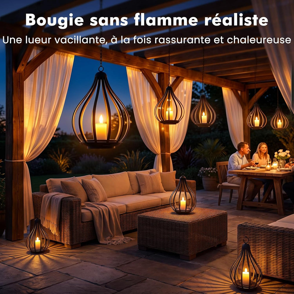 Solar Lanterns Outdoor Waterproof Hanging Solar Lights Outdoor Decor 2 Pack