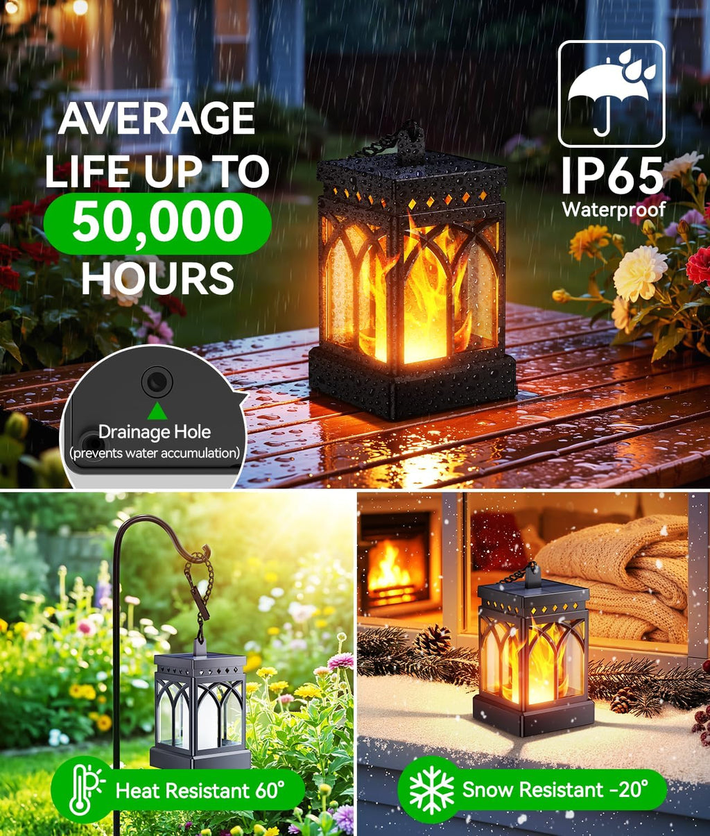 kooper 6 pack solar lanterns outdoor waterproof, upgraded, side view