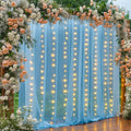 20×10ft Blue Tulle Backdrop Curtain with Lights String for Parties, Sheer Photo Backdrop Curtains for Wedding Party Photography Background