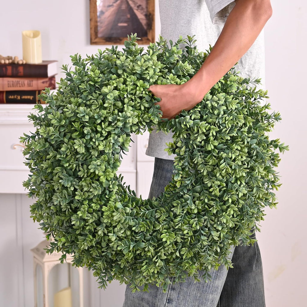 Waipfaru 26'' Fall Boxwood Wreath for Front Door Decor, Green