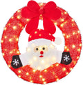 VINGLI 24 Inch Lighted Christmas Wreath with Swinging Figure Santa, Plug-in
