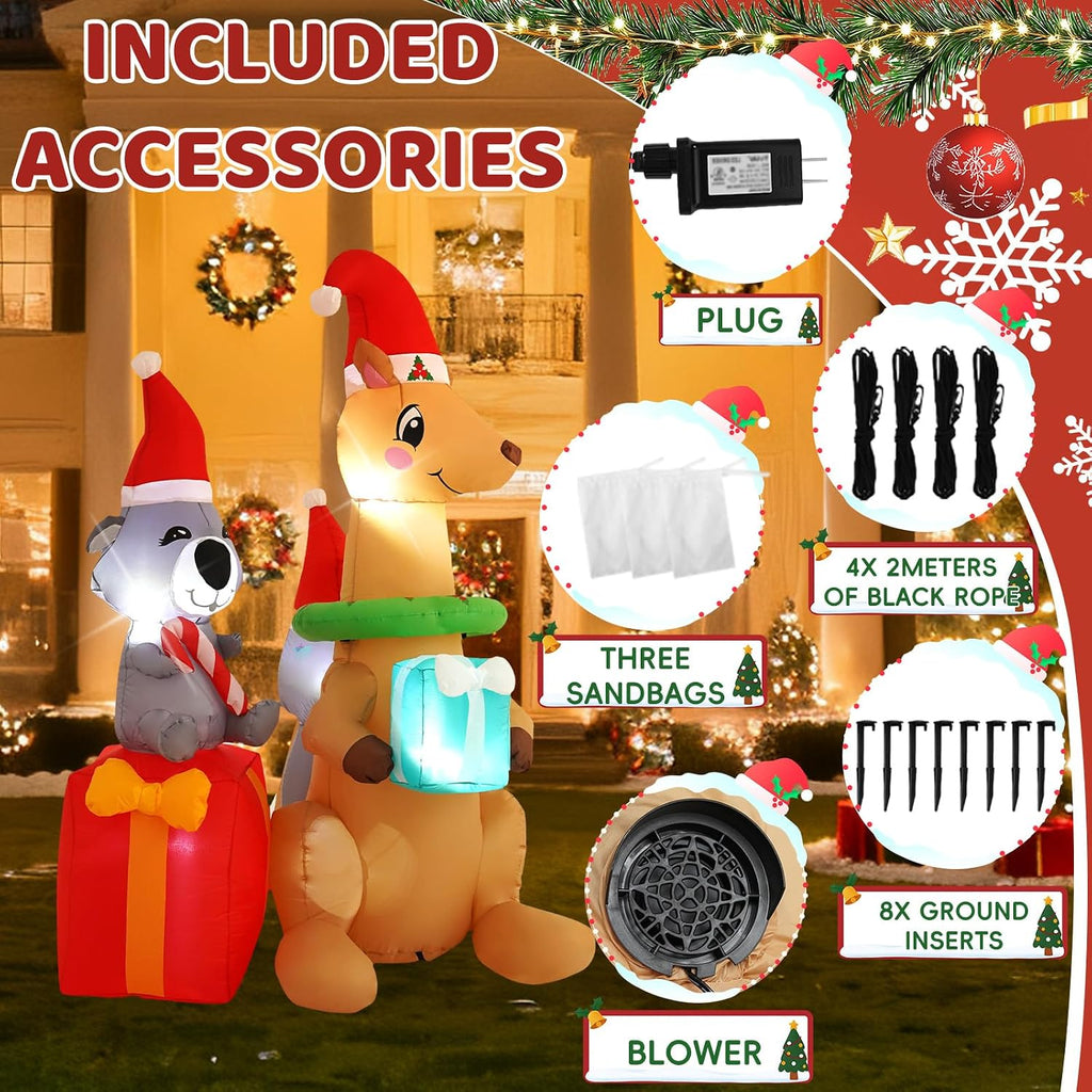 7ft kangaroo koala inflatable decoration with built-in led showing dimensions