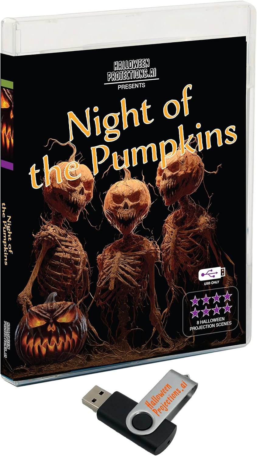 Night of Pumpkins Halloween Window Projection Video on USB - HD Quality - 16 ...