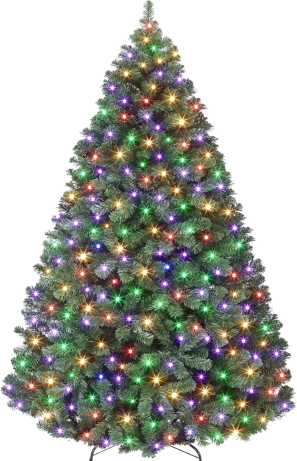 GAOMON 7.5ft Prelit Fraser Fir Wide Artificial Christmas Tree w/RGBW Light