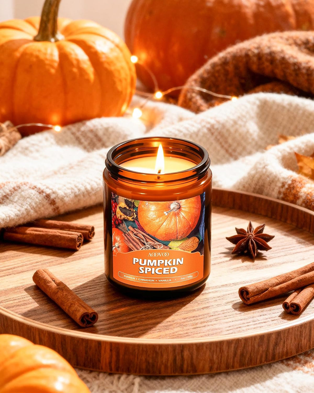 AOOVOO Fall Candles Set - 4 Pack Candles for Home Scented, 28 oz Natural Soy ...