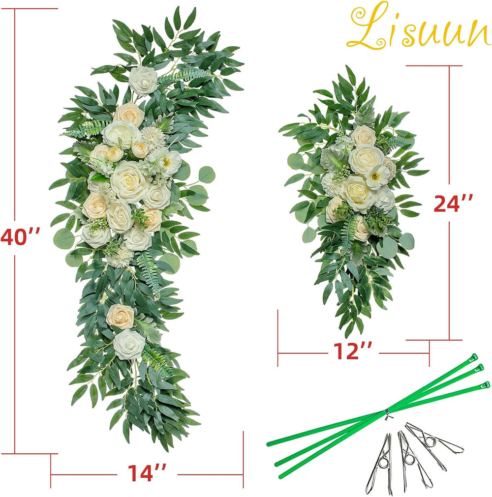 Artificial Wedding Arch Flowers, 2 Large Floral Swags