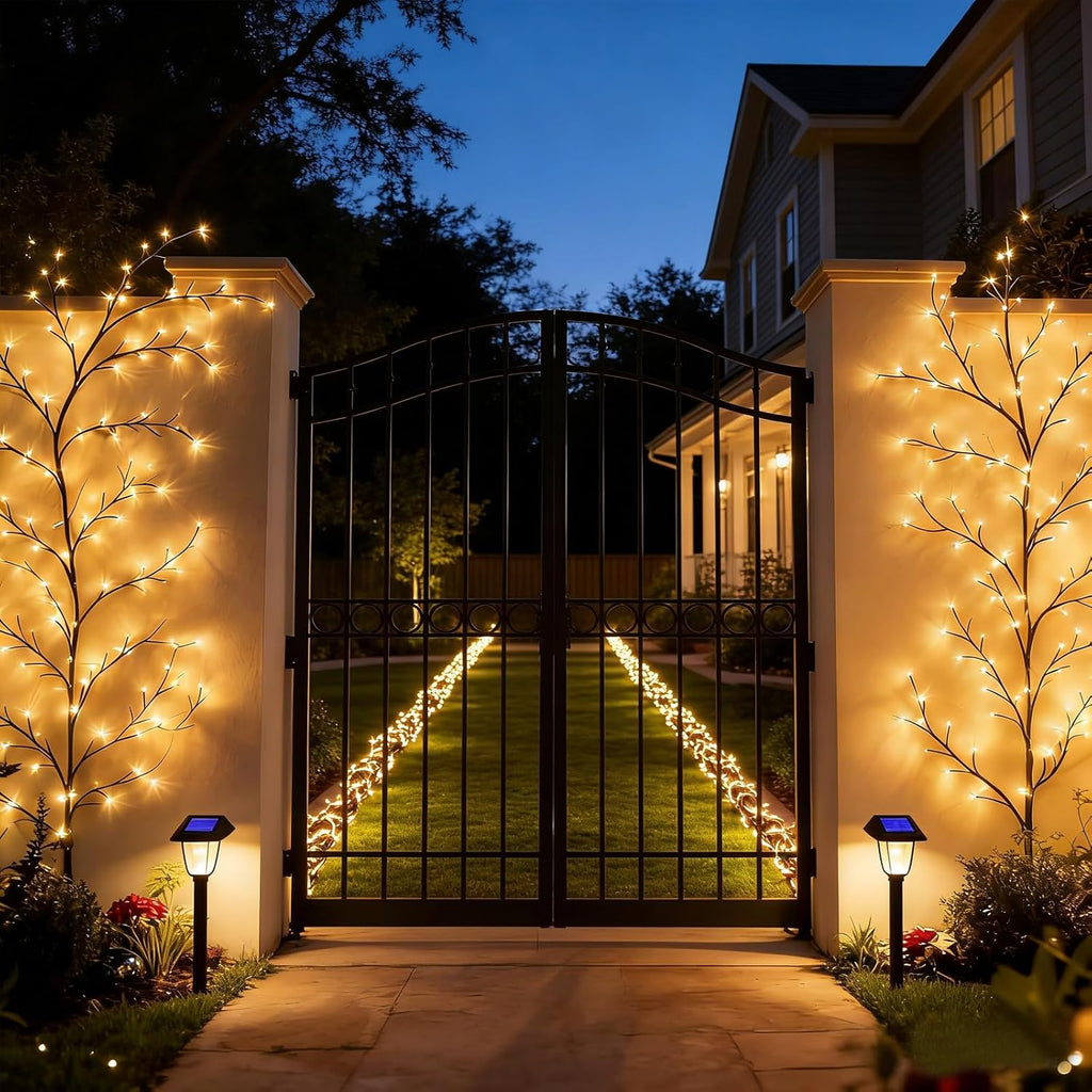 Solar Outdoor Willow Vine Light, 5.9ft 96LED Warm White Tree Branch Lights