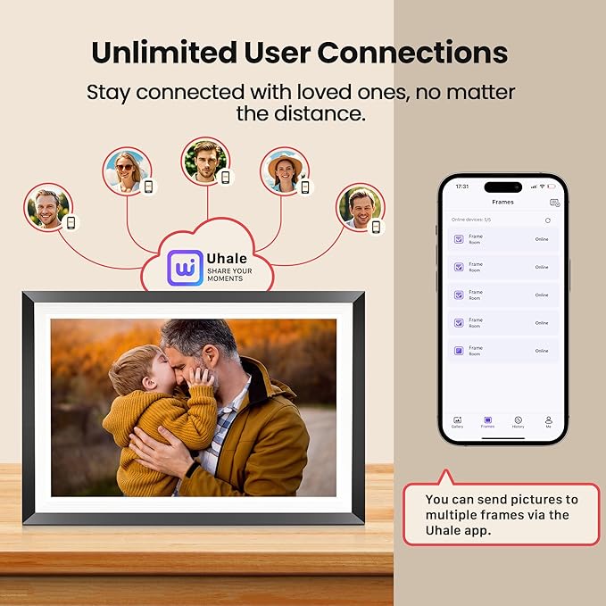 RCA 10.1" WiFi Digital Picture Frame, Electronic Photo Frames 32GB Storage, HD IPS Touch Screen WiFi Frame/Auto Rotate/Wall Mounted, Easy Setup in Uhale App to Share Photo/Video Anytime | (4Pack)