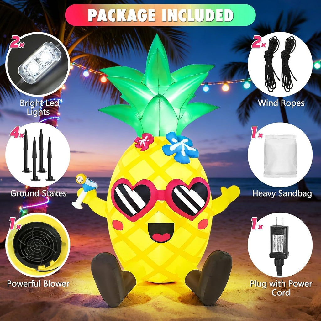 6ft summer inflatables pineapple giant tropical beach hawaiian showing dimensions