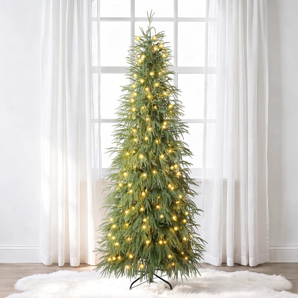 7ft Prelit Christmas Tree,Tall Xmas Tree with Lights