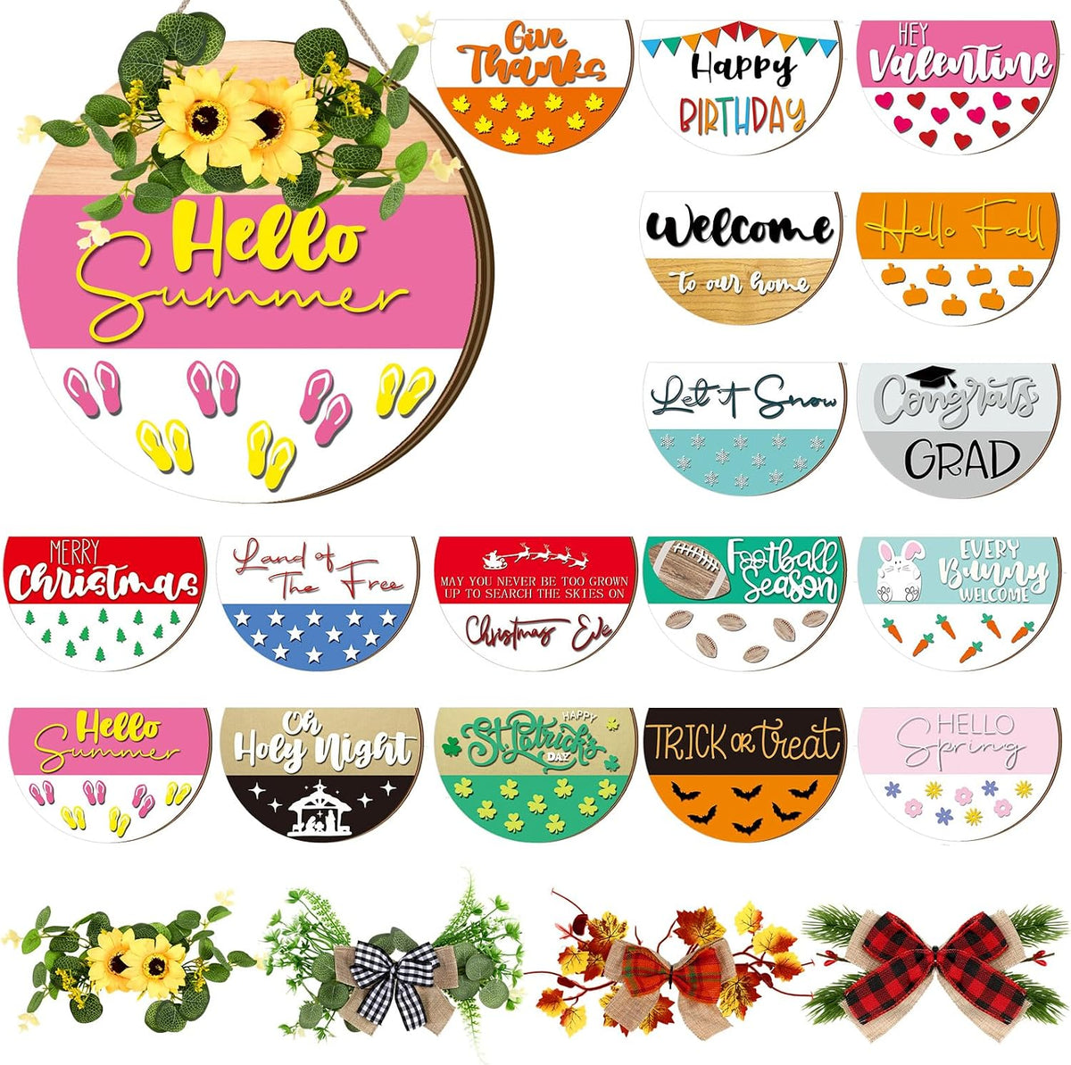 Vicenpal 22 Pcs Interchangeable Welcome Seasonal Sign, Black, Cute